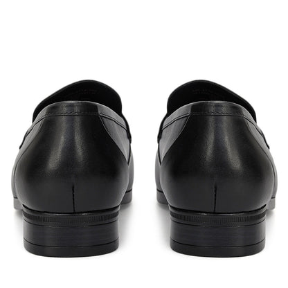 Black Leather Loafers With Panel