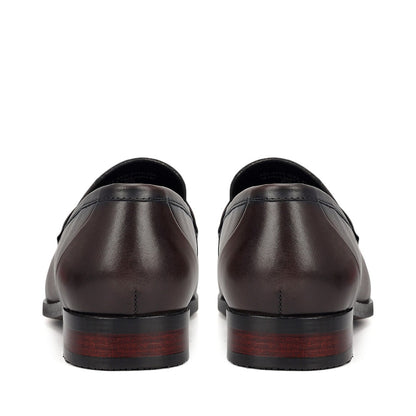 Grey Leather Loafers With Panel