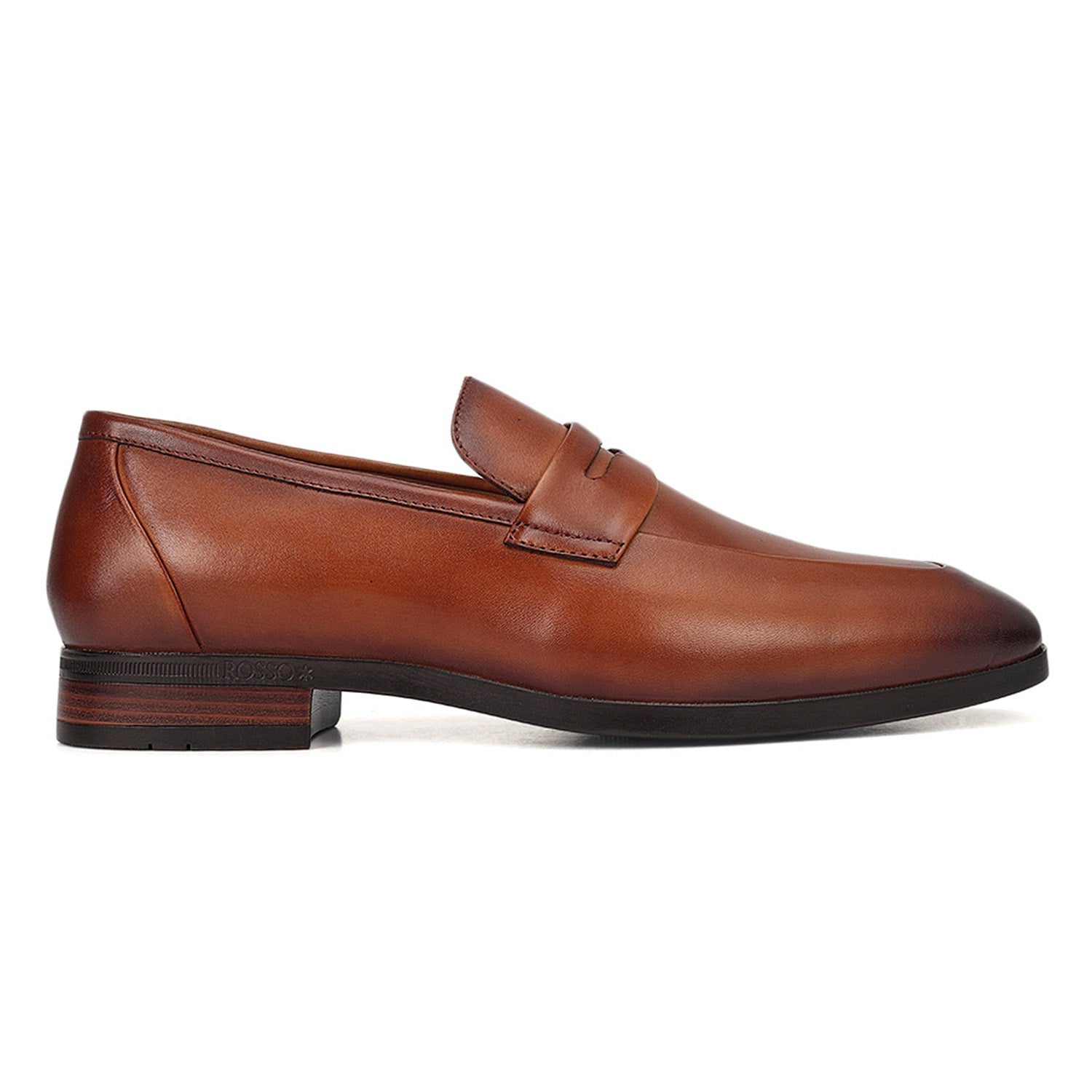 Tan Leather Loafers With Panel