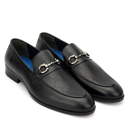 Black Monogram Leather Loafers