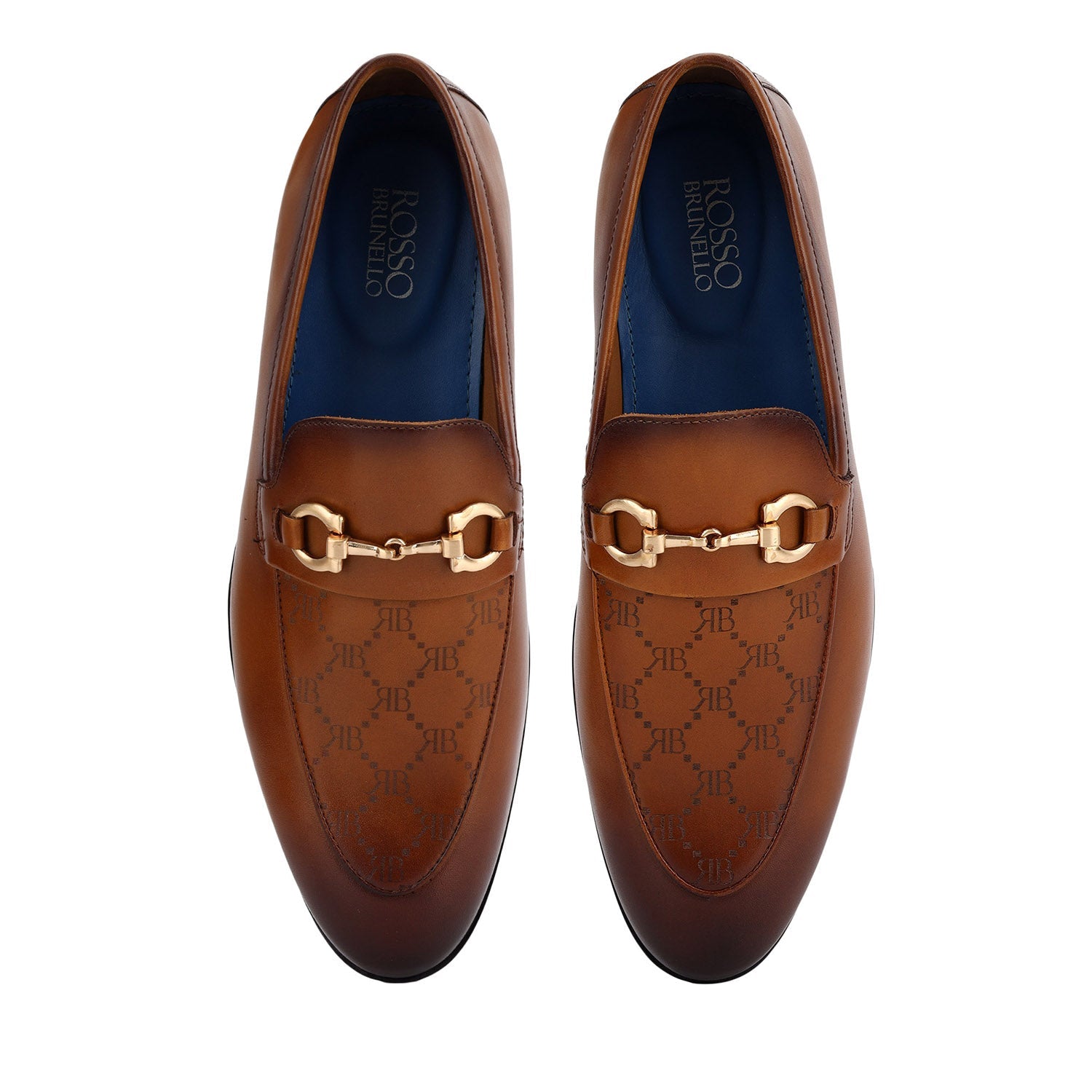 Tan Monogram Leather Loafers