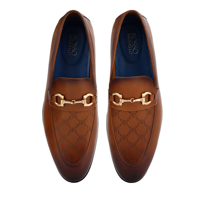 Tan Monogram Leather Loafers