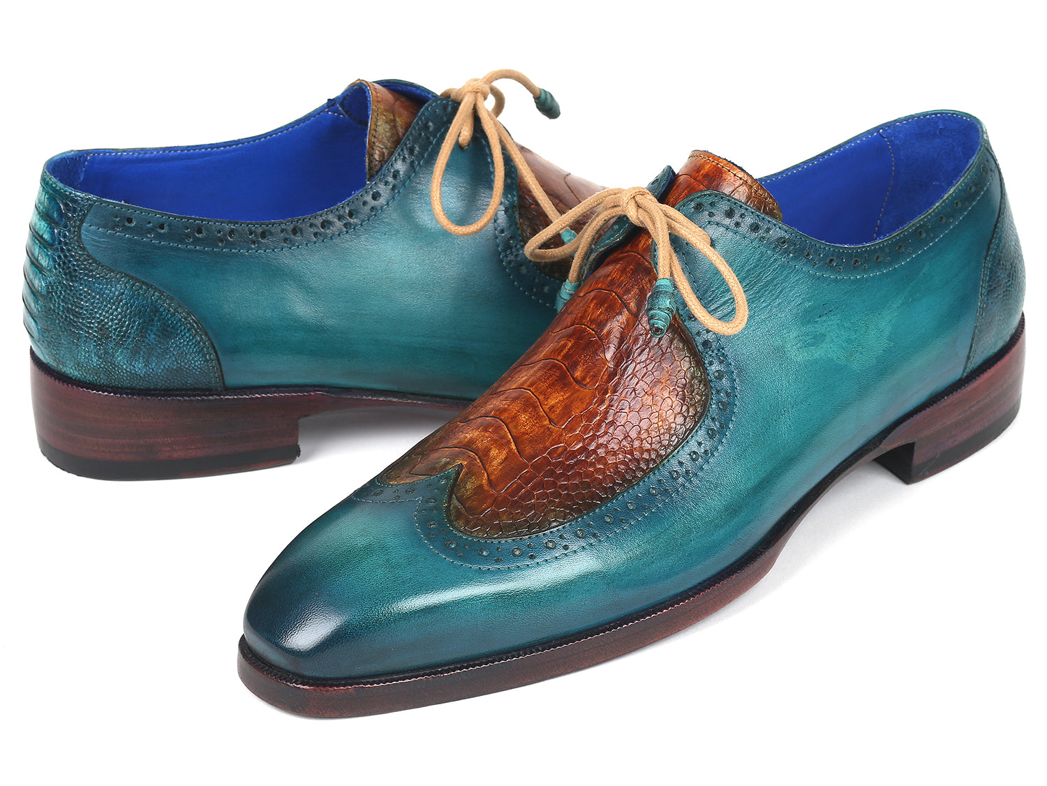 Paul Parkman Genuine Ostrich Leg & Calfskin Derby Shoes (ID#788GY74)