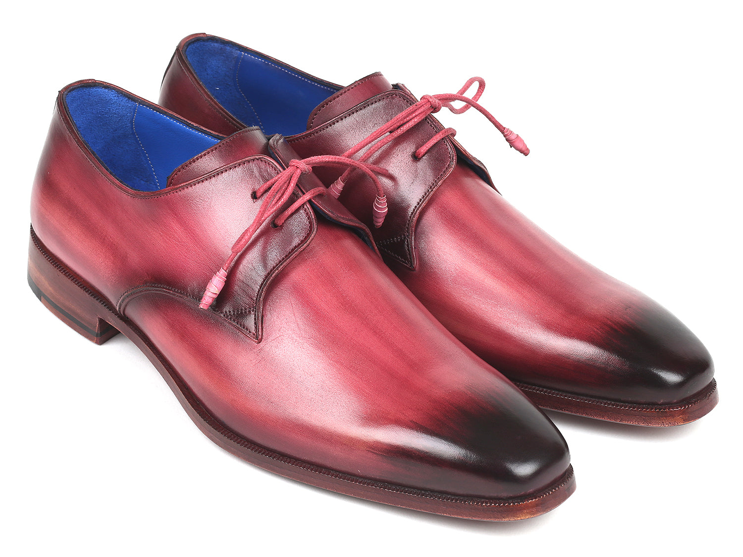 Paul Parkman Pink & Purple Hand-Painted Derby Shoes (ID#326-PNP)