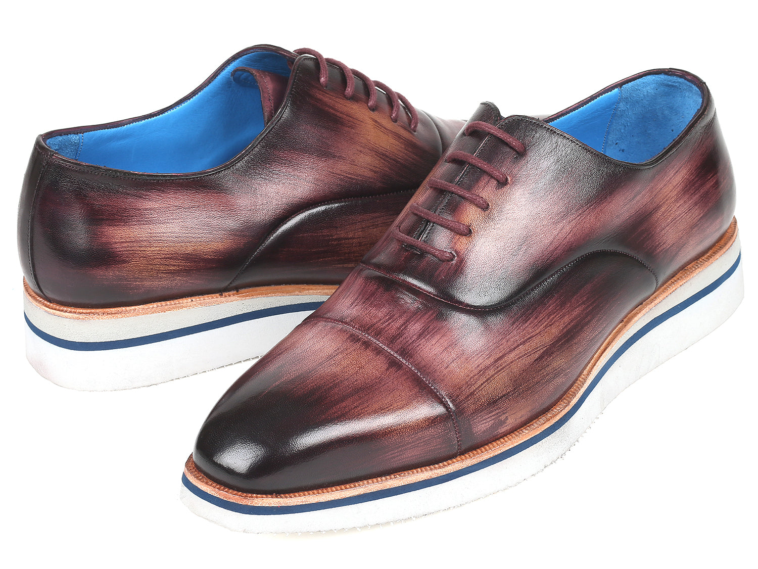 Paul Parkman Men's Smart Casual Oxfords Purple Leather (ID#185-PRP-LTH)