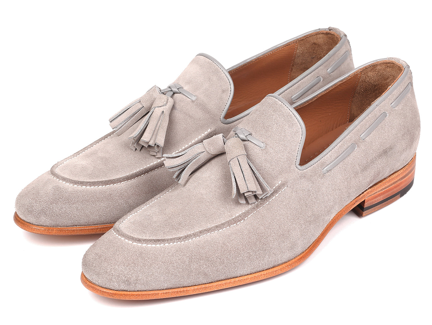Paul Parkman Men's Tassel Loafers Grey Suede (ID#GRY32FG)