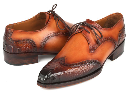 Paul Parkman Goodyear Welted Wingtip Derby Shoes Olive & Tan (ID#584-OLV)