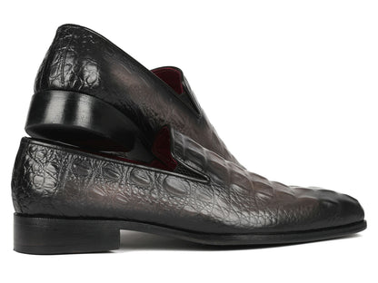 Paul Parkman Gray Crocodile Embossed Calfskin Loafers (ID#5576-GRY)