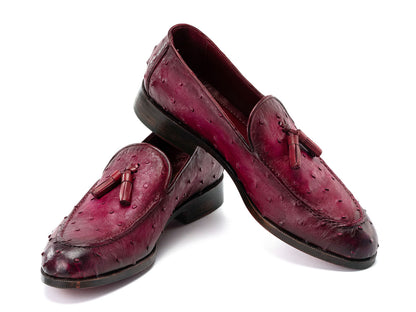 Paul Parkman Men's Purple Genuine Ostrich Skin Tassel Loafers (ID#OST834PRP)