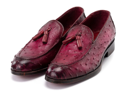 Paul Parkman Men's Purple Genuine Ostrich Skin Tassel Loafers (ID#OST834PRP)