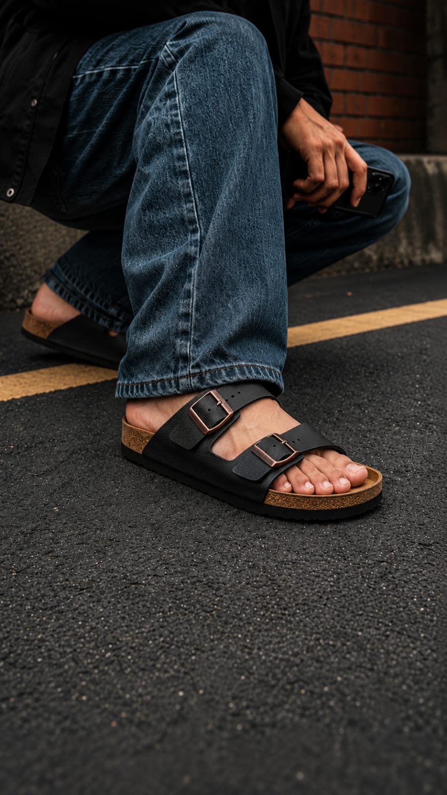 Premium Two-Strap Cork Footbed Slip-On Sandals