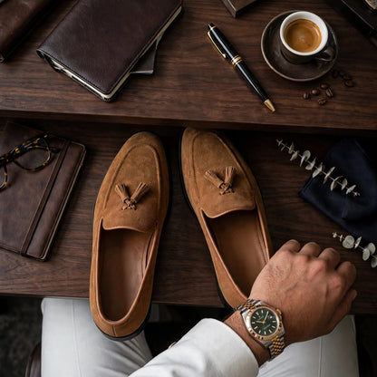 Cobbler India Tassel Loafers Tobacco Suede