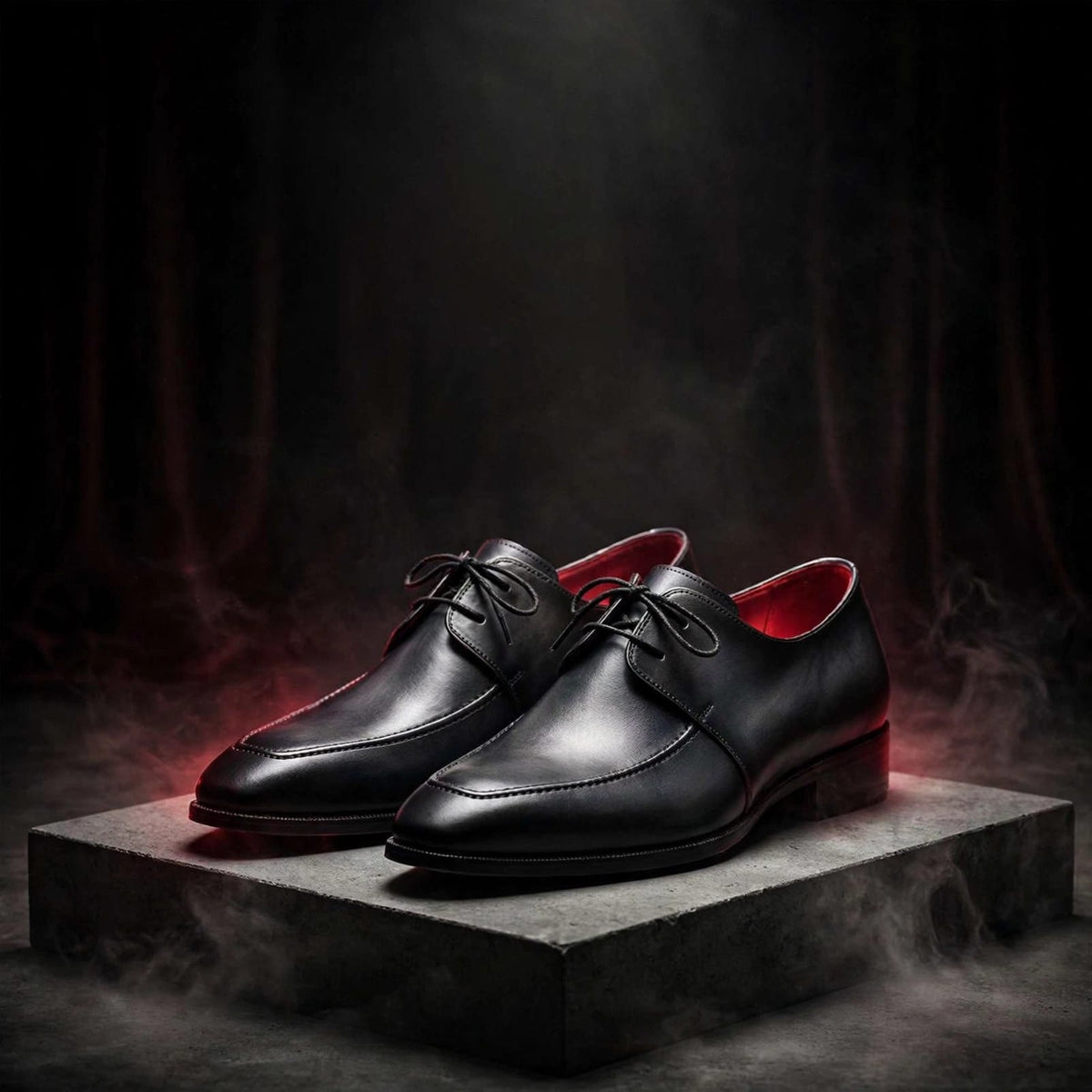 Cobbler India Gray & Black Apron Derby Shoes For Men