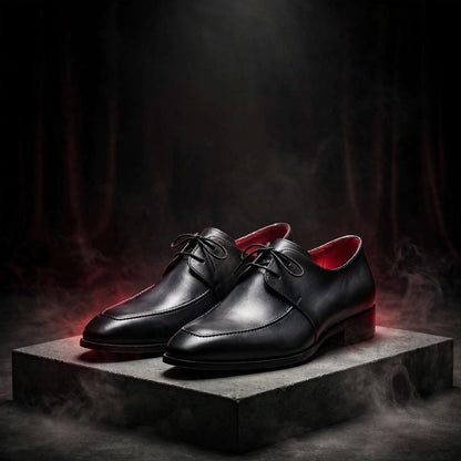 Cobbler India Gray & Black Apron Derby Shoes For Men