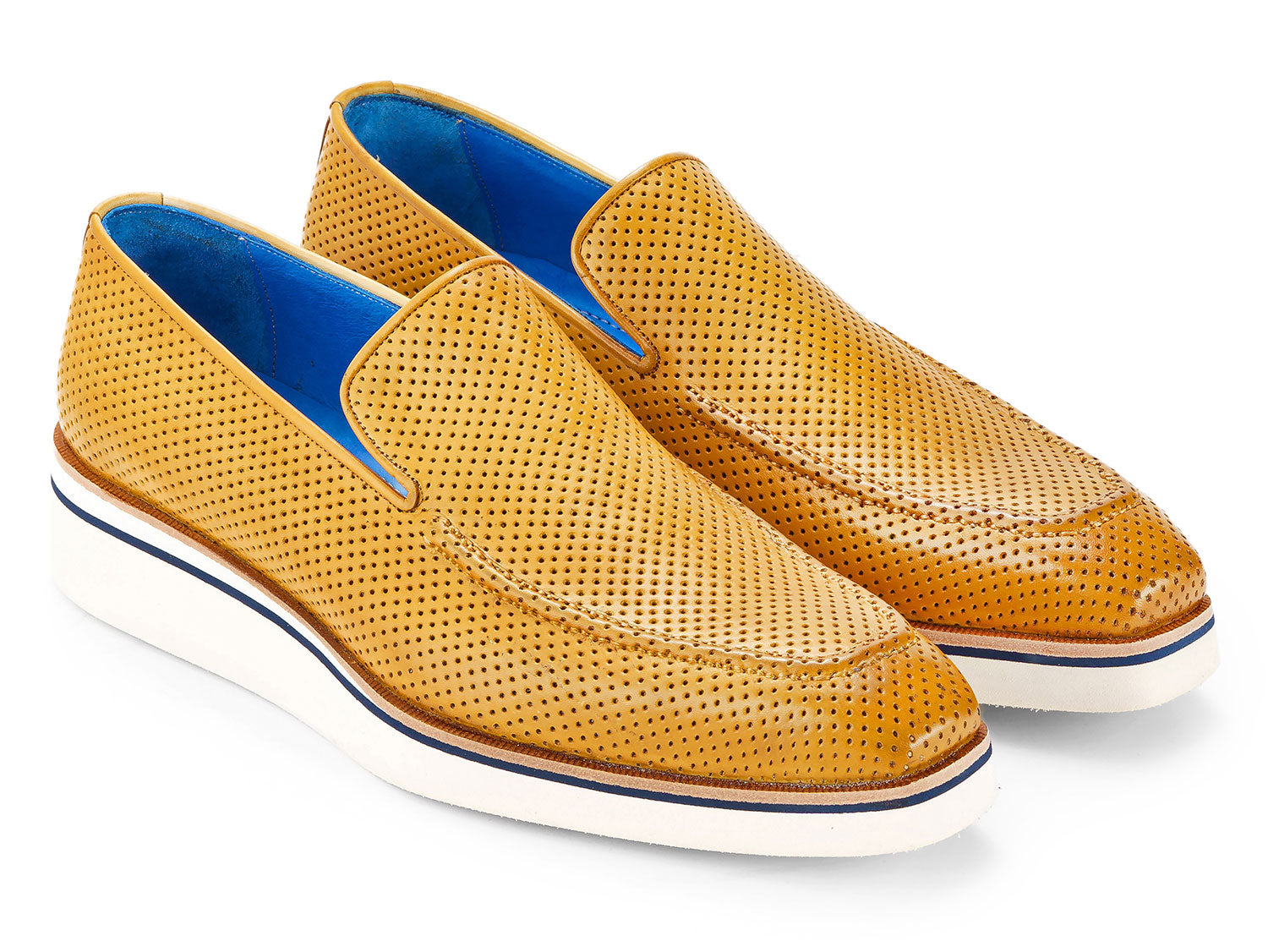 Paul Parkman Men's Smart Casual Perforated Leather Loafers Beige (ID#186-PR-BEJ)