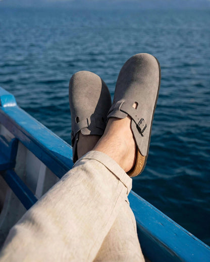 Premium Suede Cork Footbed Slip-On Clogs