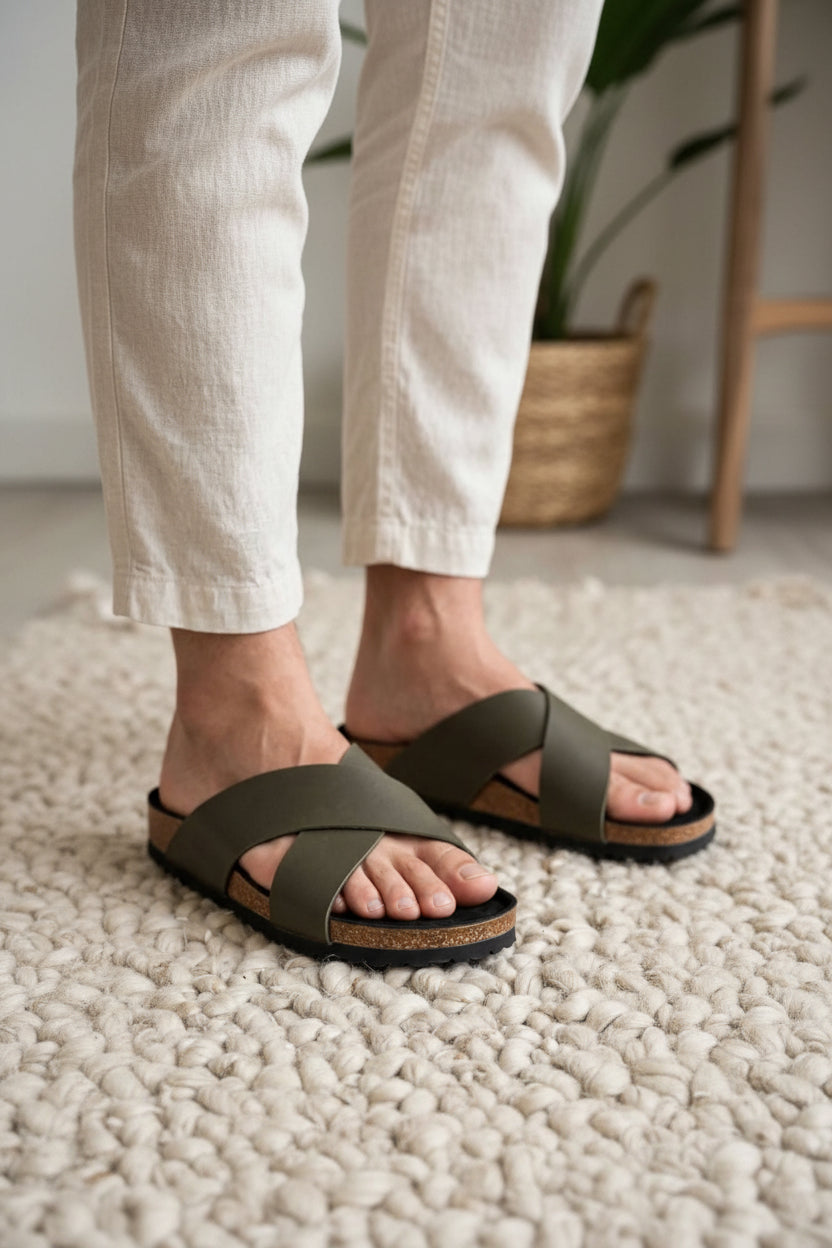 Premium  Cork Footbed Slip-On Sandals