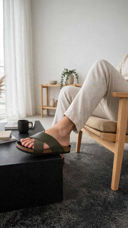 Premium  Cork Footbed Slip-On Sandals