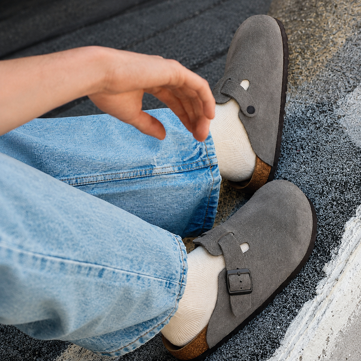Premium Suede Cork Footbed Slip-On Clogs