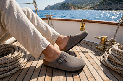 Premium Suede Cork Footbed Slip-On Clogs