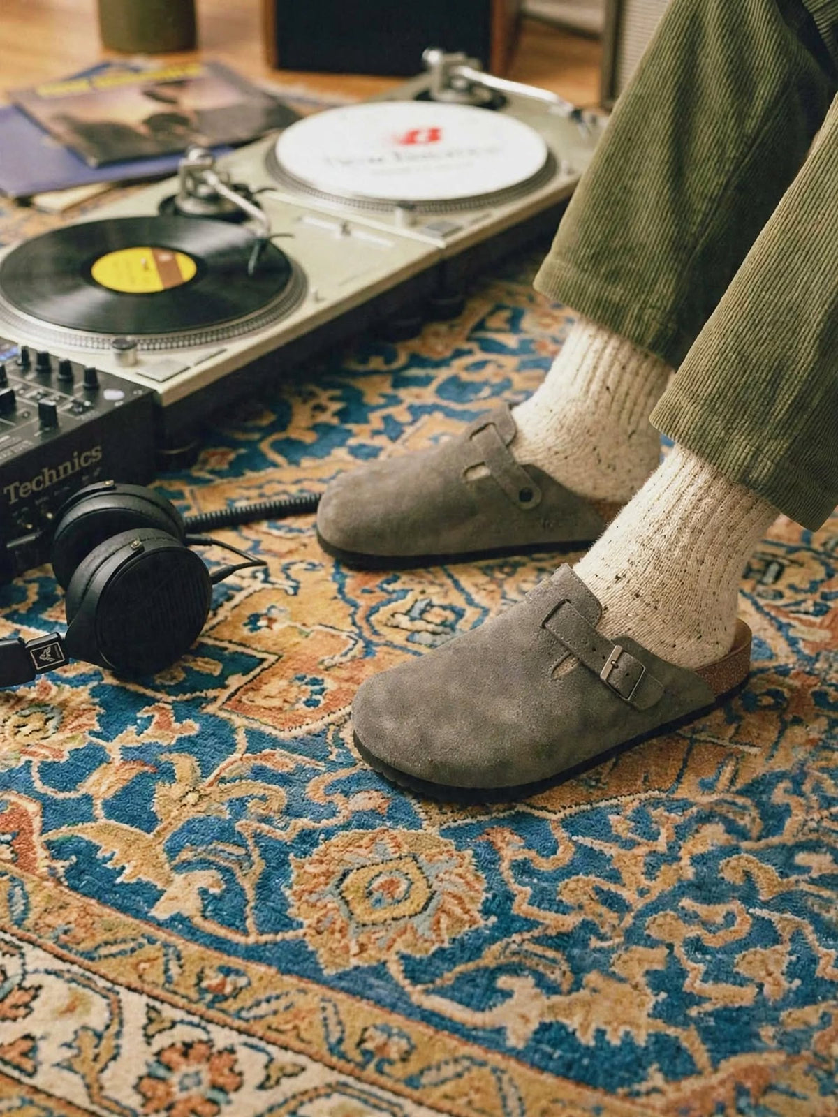 Premium Suede Cork Footbed Slip-On Clogs