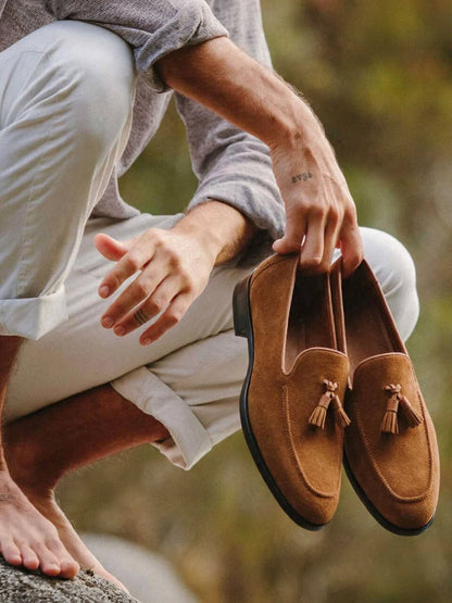 Cobbler India Tassel Loafers Tobacco Suede