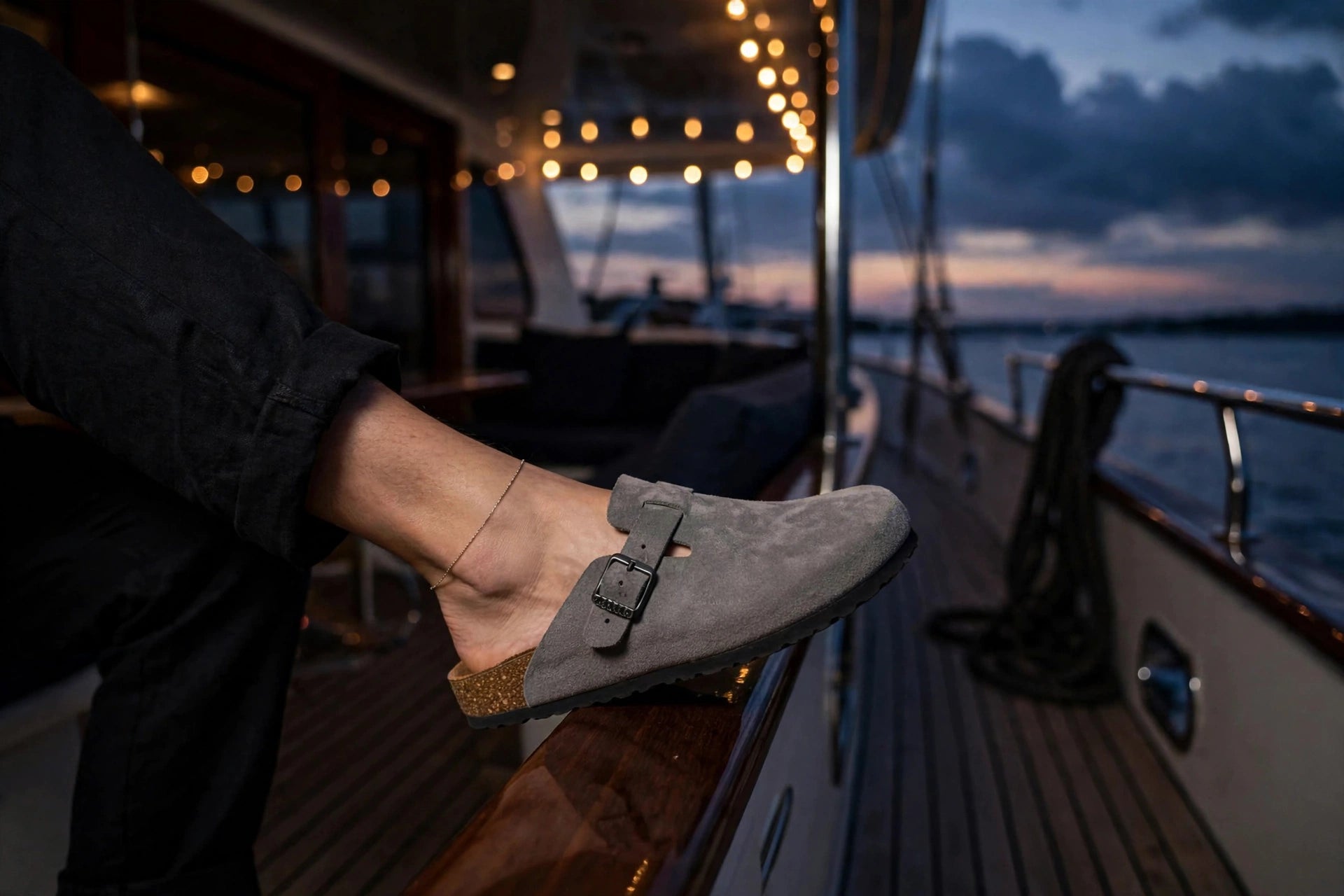 Premium Suede Cork Footbed Slip-On Clogs