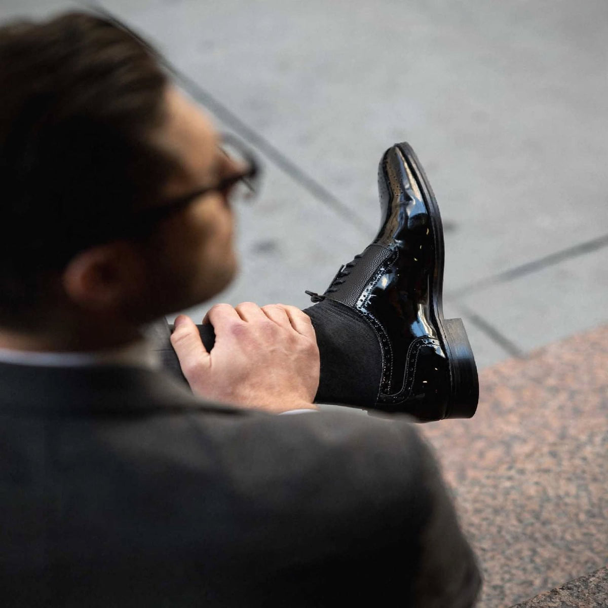 Cobbler India Men’s Black Patent Oxfords – Luxury Brogues for Formal Wear