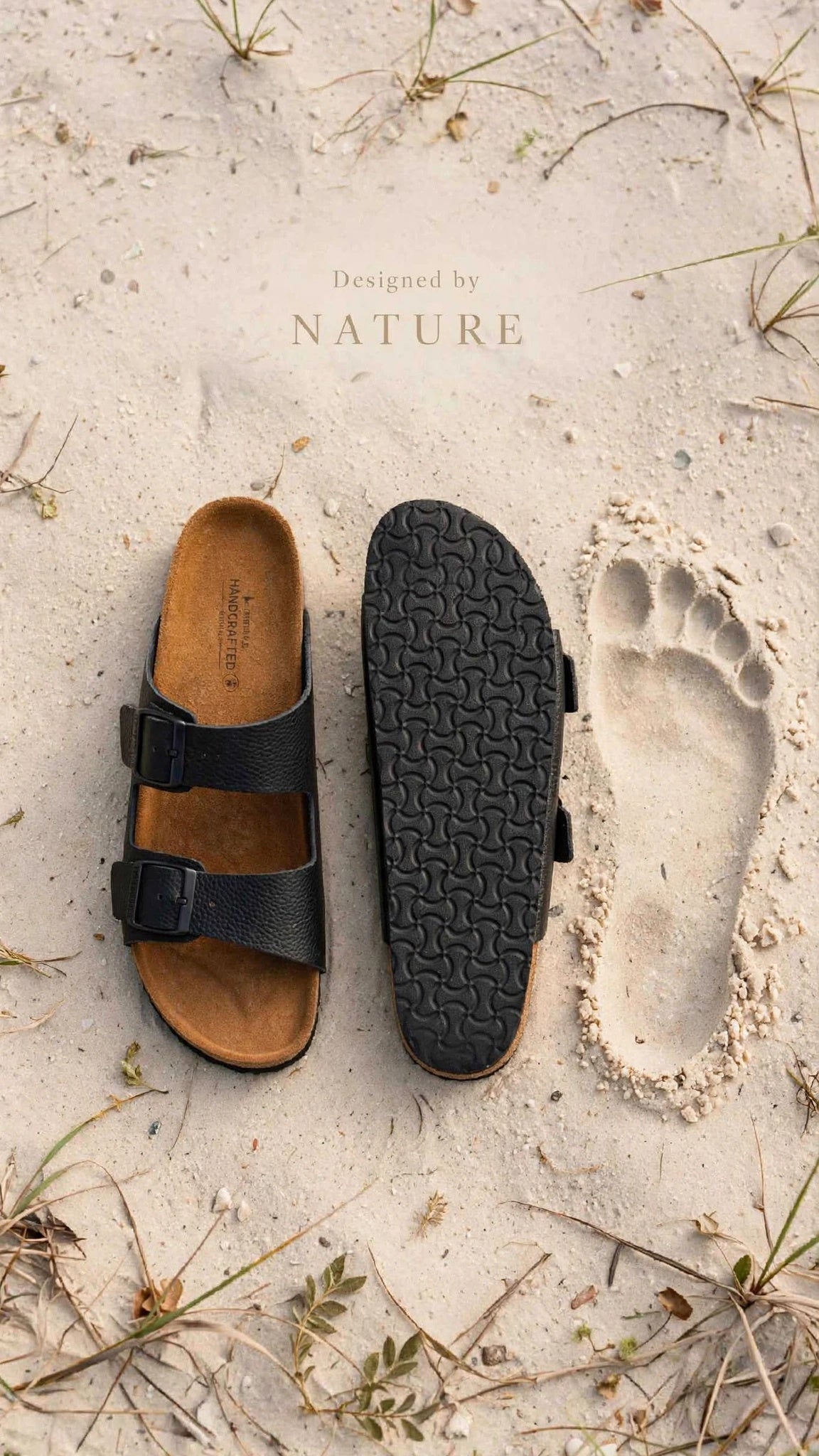Premium Two-Strap Cork Footbed Slip-On Sandals