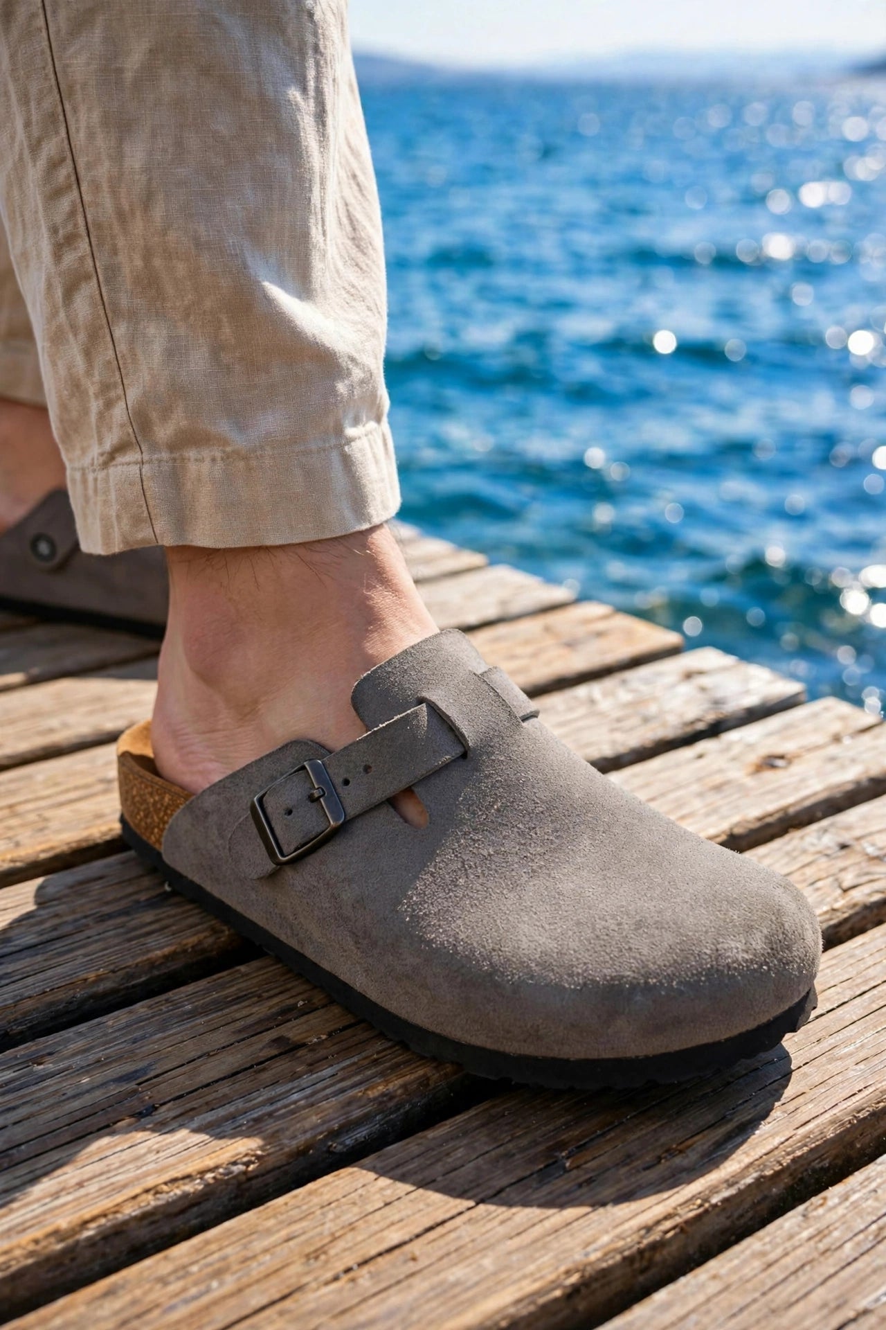 Premium Suede Cork Footbed Slip-On Clogs