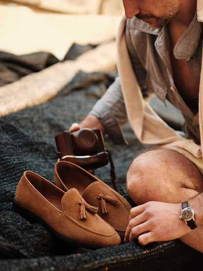 Cobbler India Tassel Loafers Tobacco Suede